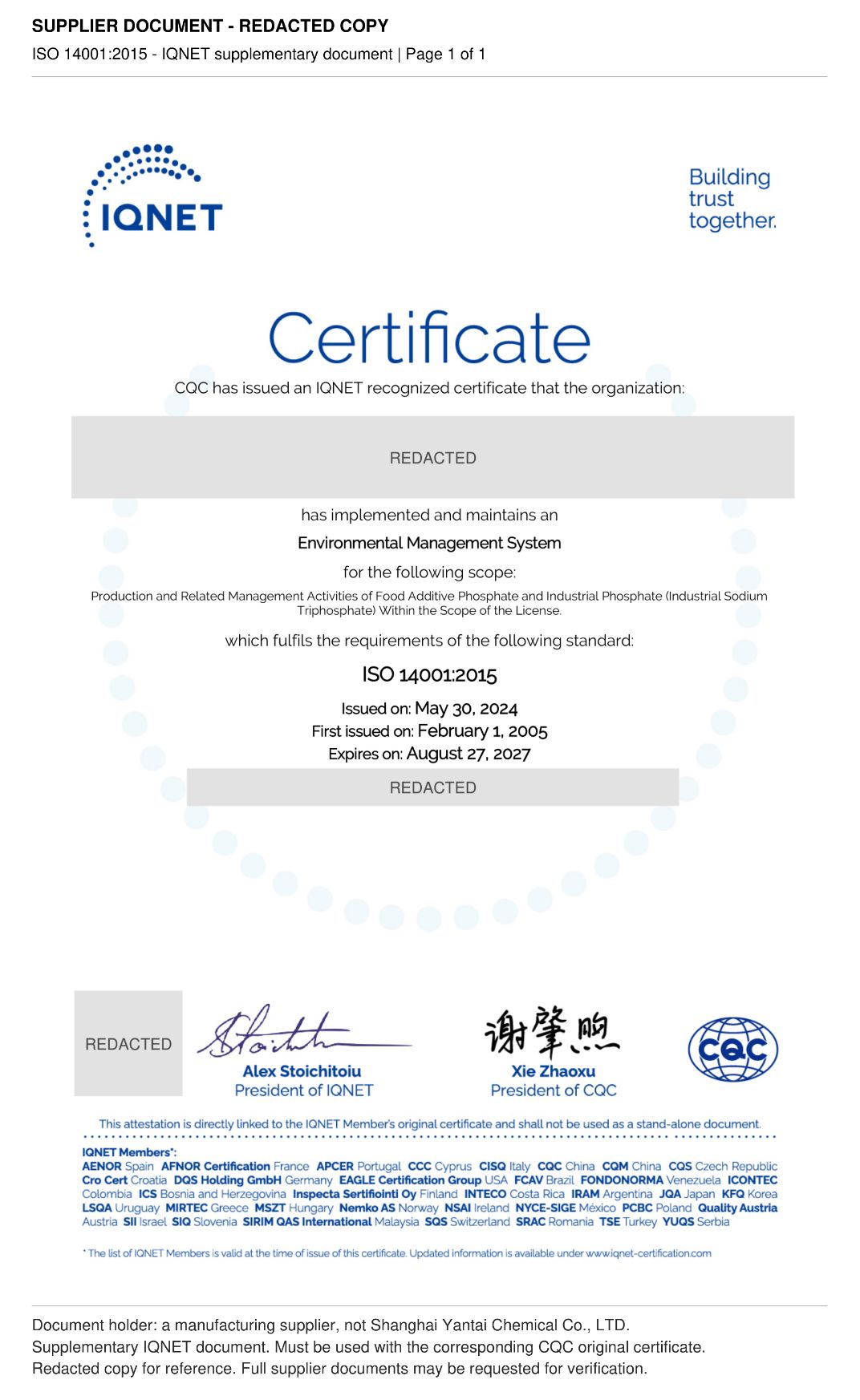 ISO 14001 IQNET supplement (redacted)