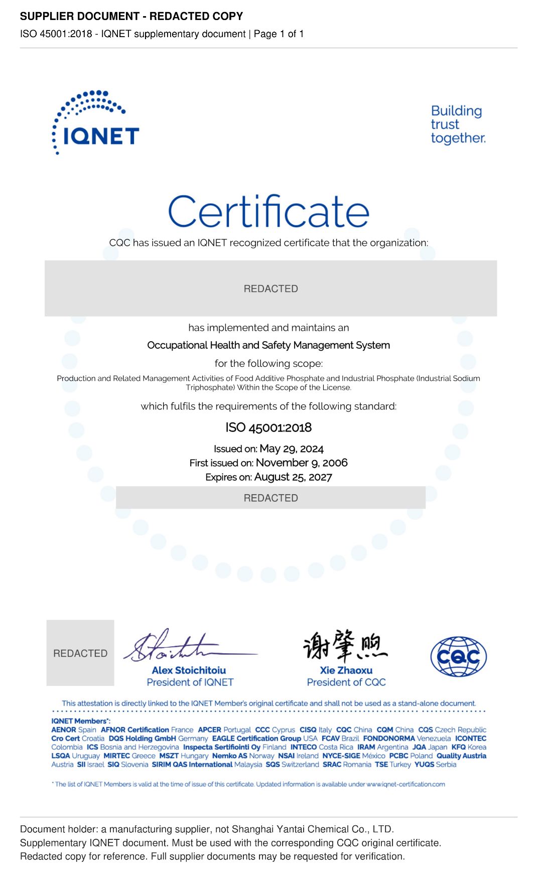 ISO 45001 IQNET supplement (redacted)